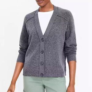 LOFT Charcoal Button-Up Cardigan